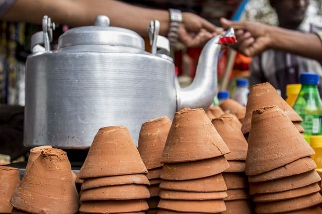 Puesto de chai masala en Delhi